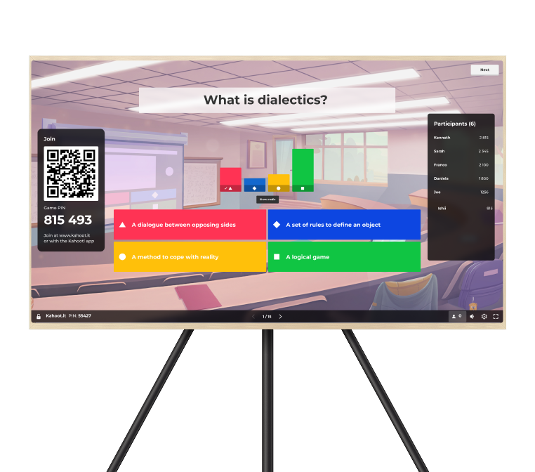  Projector device showing a quiz kahoot question